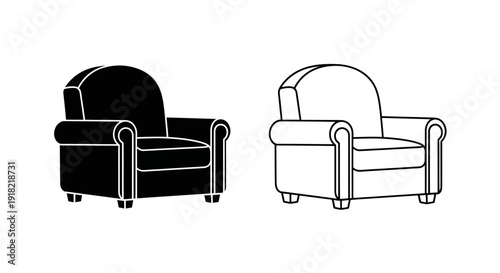 Modern armchair designs: minimalist and elegant furniture concepts for living room Vector