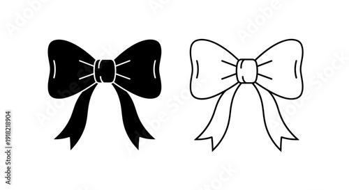 Black and white ribbon bow ties elegant design vector illustration Vector