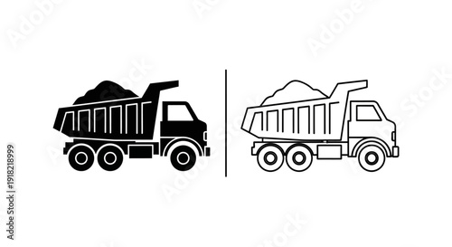 Dump trucks, construction, heavy equipment, vehicles, industry, hauling, cargo, trucks Vector
