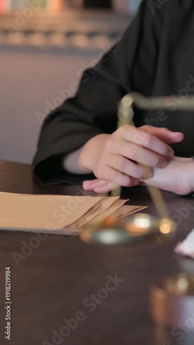 Wallpaper Mural Thumbs Down by Female Judge in Court, Close up, Vertical Video Torontodigital.ca