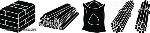 Construction Materials and Building Supply Icons