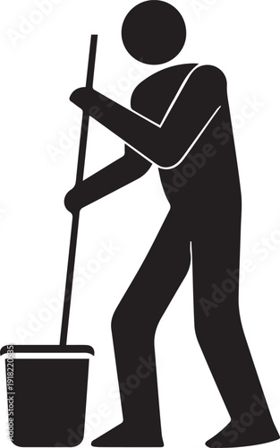 Cleaning Service Employees Team Silhouette  vector on white background 