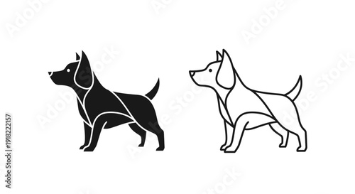 Two dogs silhouette, black and white dog outline, pet vector illustration, canine art Vector