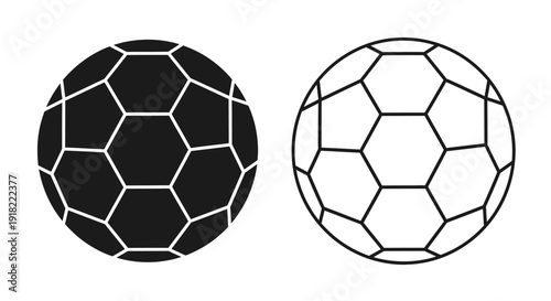 Black and white soccer ball with hexagonal and pentagonal patterns on a white background Vector