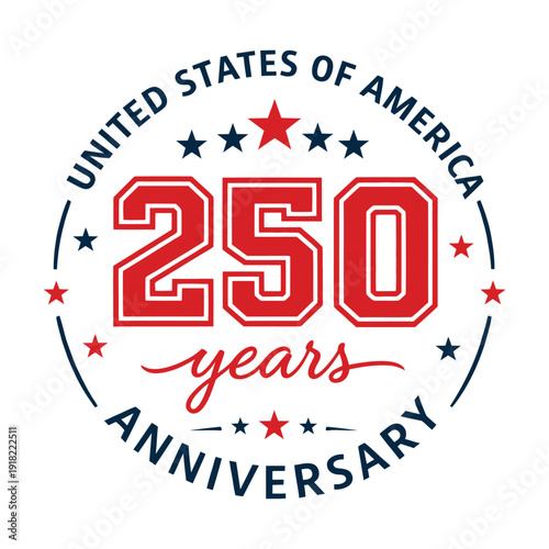 USA 250 Years Anniversary Badge – United States of America Patriotic Emblem