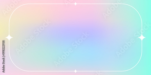 Pearl nacre gradient background with soft white pink and blue gradation and rounded decorative frame. Smooth luminous pearl texture with nacre shine. Perfect for cosmetic design or event invitation