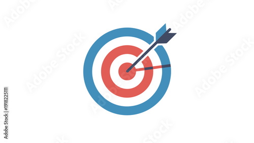 Target Goal Business Icon Simple Flat Bold Clipart with Dartboard Concept Isolated on White Background