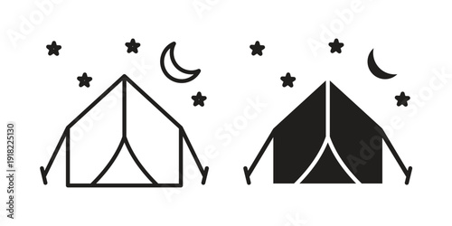 Night camping icon. Vector linear icon collection. Vector EPS10