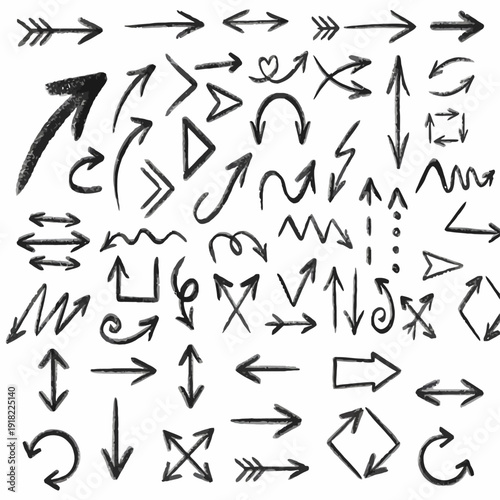 Collection of Black Arrows Pointing in Different Directions, Used as Symbols for Direction and Guidance