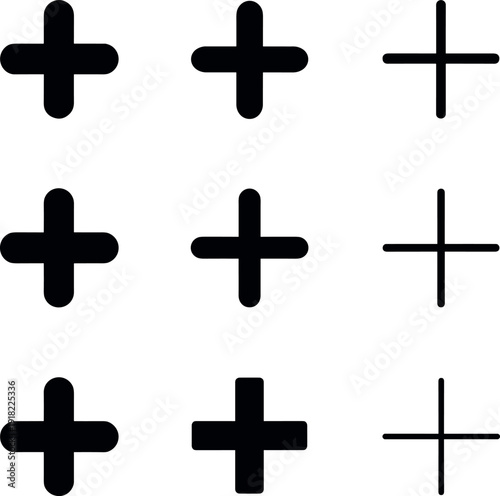 Plus signs symbols icons graphic design elements