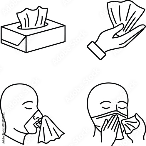 Proper handkerchief or tissue usage for coughing and sneezing etiquette