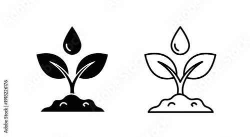 Growing plant icon set, nature growth symbol, eco friendly illustration Vector