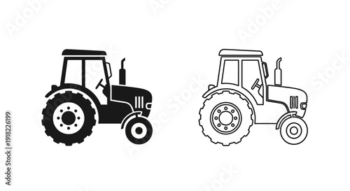 Two tractors illustration, tractor icon, tractor drawing, tractor art, tractor sketch, tractor outline, tractor Vector
