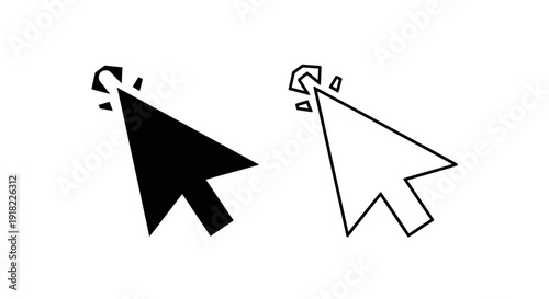 Black and white mouse pointers with click animation Vector