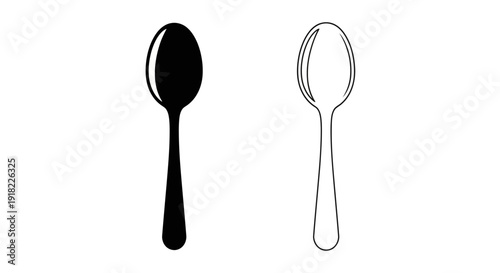 Elegant spoon design illustration minimalist cutlery sketch black and white Vector