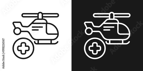 Air Rescue Icon In Black And White Line Style
