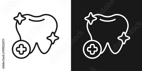 Dental Care Icon In Black And White Line Style