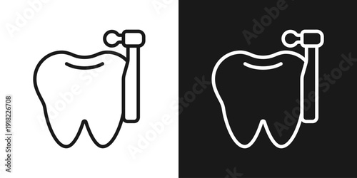 Dental Care Icon In Black And White Line Style