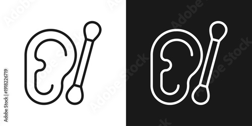 Ear Check Icon In Black And White Line Style