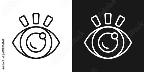 Eye Check Icon In Black And White Line Style