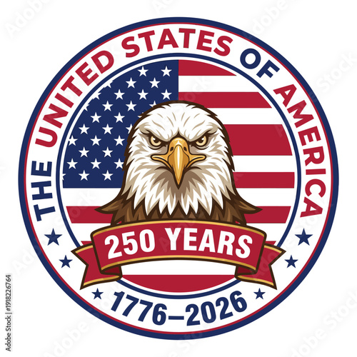 United States of America 250 Years Anniversary Badge with Bald Eagle