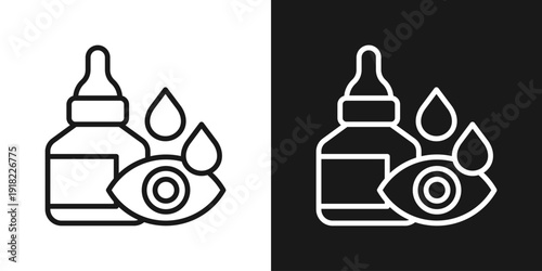Eye Drops Icon In Black And White Line Style