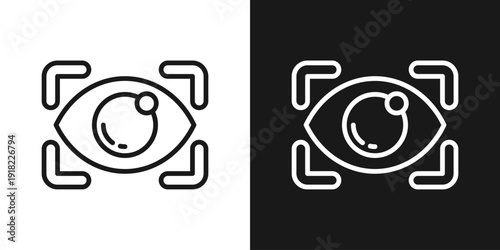 Eye Scan Icon In Black And White Line Style