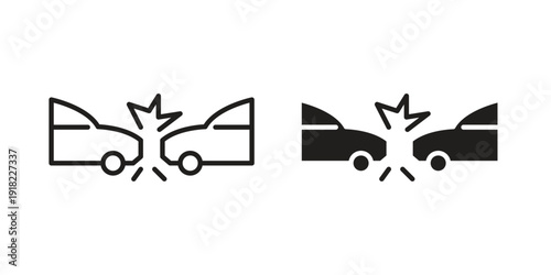 Rear end collision icon. Vector linear icon collection. Vector EPS10