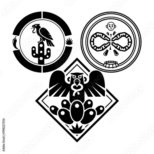 Cinco de Mayo Icon Bundle with Trumpeter Folk Dancers and Eagle Emblems