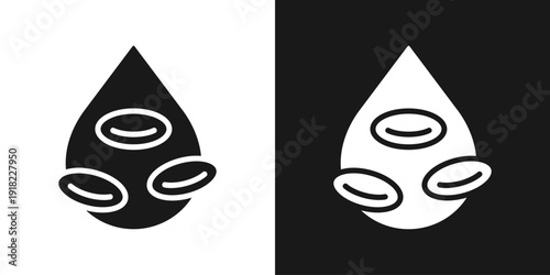 Blood Cells Icon In Black And White Glyph Style