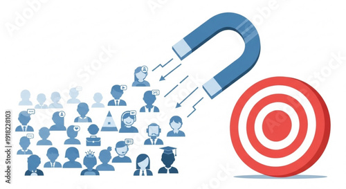 Magnet attracting people to a target audience for marketing and business strategy