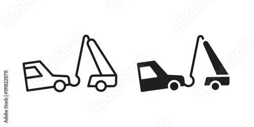 Towed car icon. Vector linear icon collection. Vector EPS10
