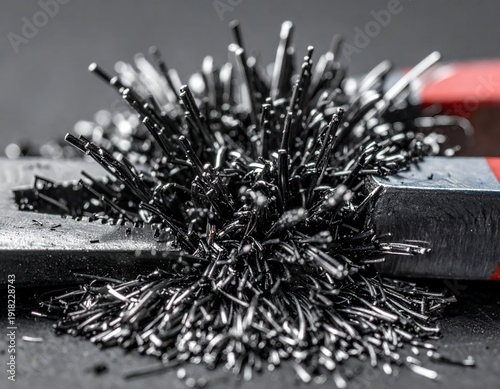 Macro Close Up of Magnetic Metal Shavings Spikes Texture