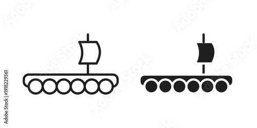 Wood Raft icon. Vector linear icon collection. Vector EPS10