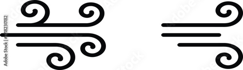 A Minimalist Black And White Graphic Design Representing Wind or Air Currents