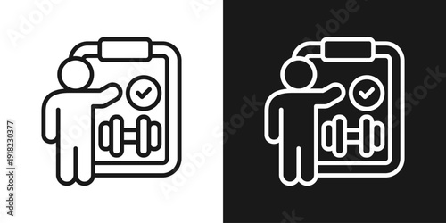 Fitness App Icon In Black And White Line Style