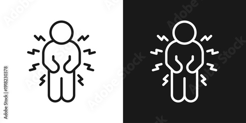 Body Pain Icon In Black And White Line Style