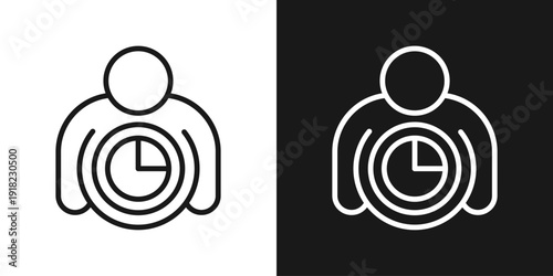 Time Fitness Icon In Black And White Line Style