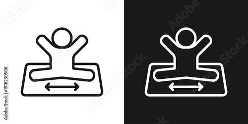 Split Stretch Icon In Black And White Line Style