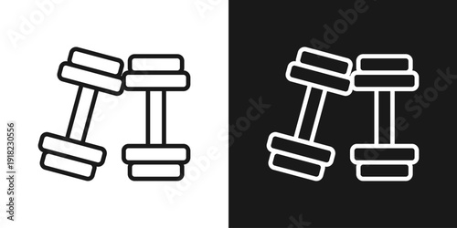 Dumbbell Set Icon In Black And White Line Style