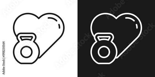Heart Lift Icon In Black And White Line Style