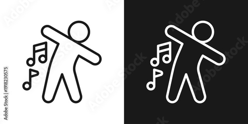 Dance Fitness Icon In Black And White Line Style