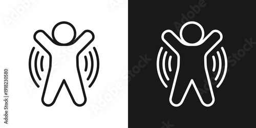 Body Vibration Icon In Black And White Line Style