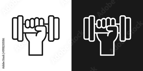 Power Lift Icon In Black And White Line Style