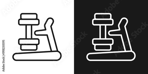 Step Machine Icon In Black And White Line Style
