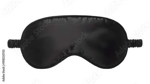 Foto Black satin sleep mask for blocking light during sleep or travel, isolated on tr