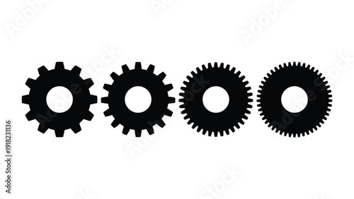 Black Gears on White Background