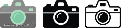 camera, icon, set, photography, photo, digital, lens, technology, vector, illustration, minimal, flat, outline, collection, isolated, graphic, symbol, equipment, shutter, design