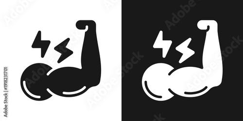 Strong Arm Icon In Black And White Glyph Style