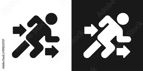 Running Fast Icon In Black And White Glyph Style